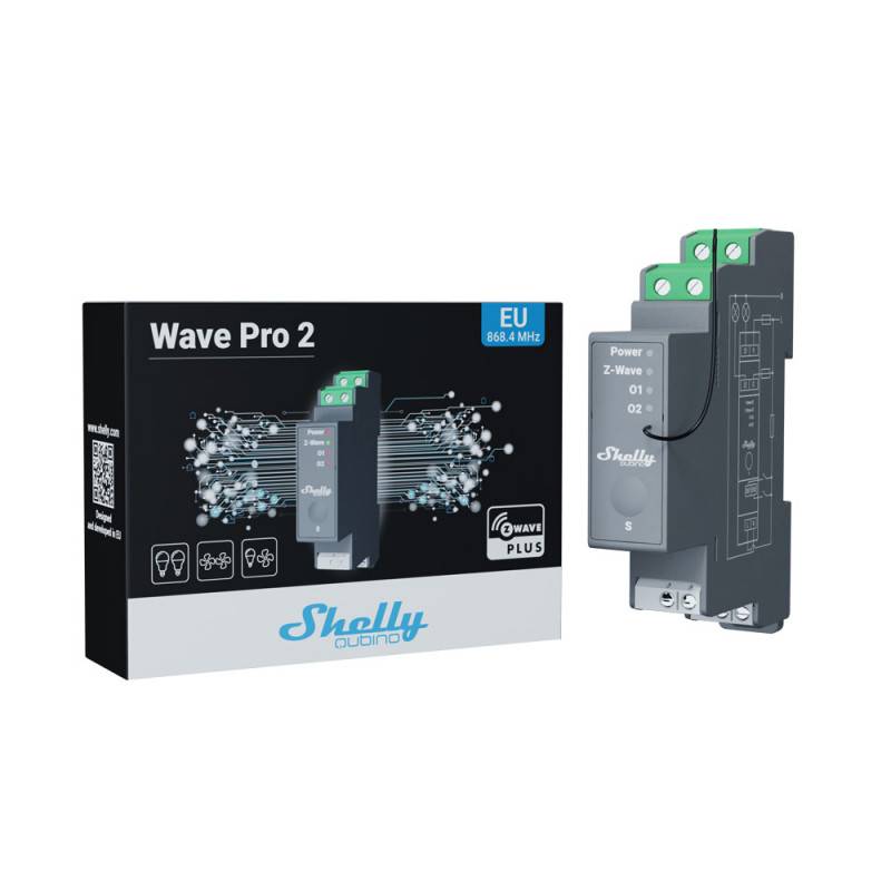 Module rail DIN 2 canaux Télérupteur Z-Wave+ 800 Shelly Wave Pro - SHELLY