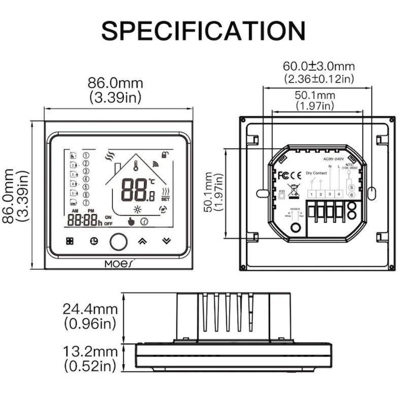 Thermostat Zigbee Blanc plancher chauffant hydraulique 3A Moes — free download